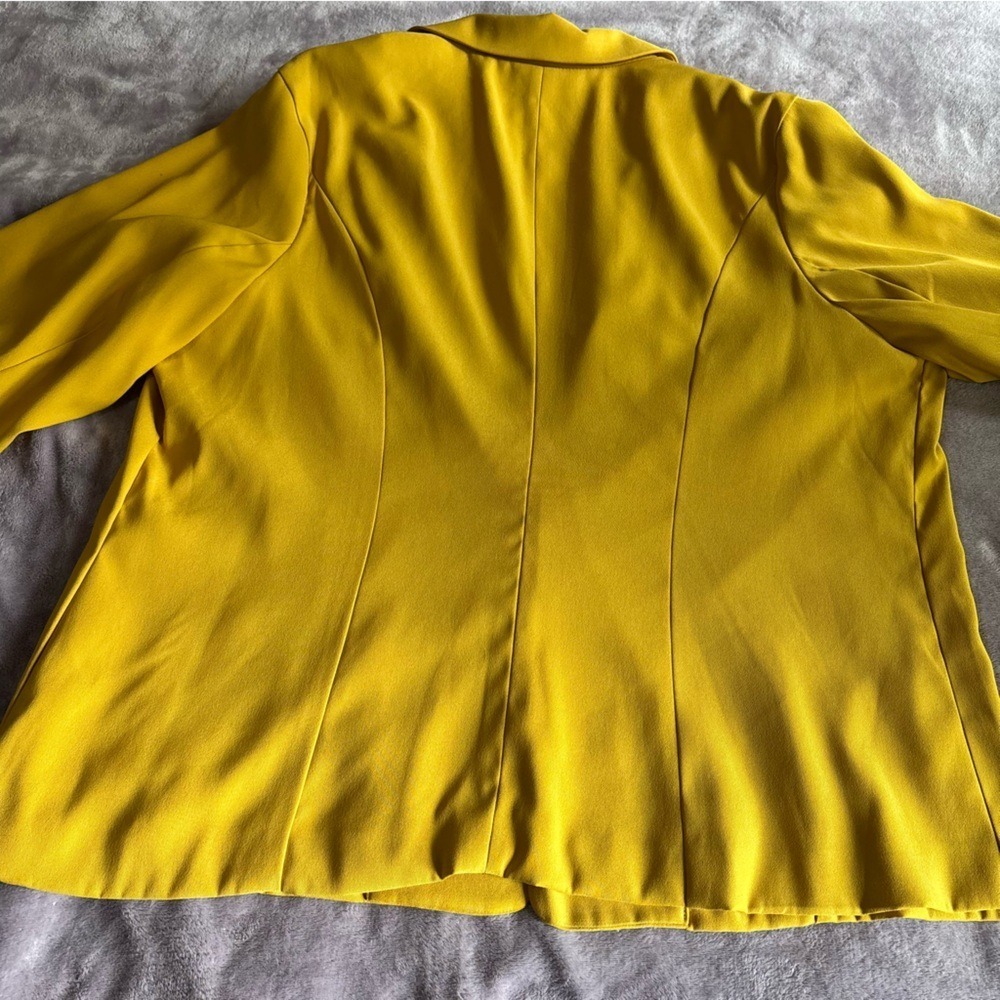 Ashley Stewart Mustard Yellow Single Button Blazer Jacket Plus Size 22 Office - Picture 4 of 5